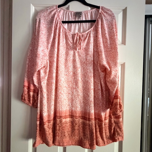 Como Vintage Tops - Como Vintage orange  and white Tunic Top